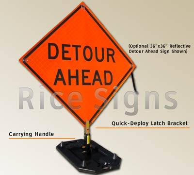 Rubber Sign Stands work with Roll-Up Signs as Shown
