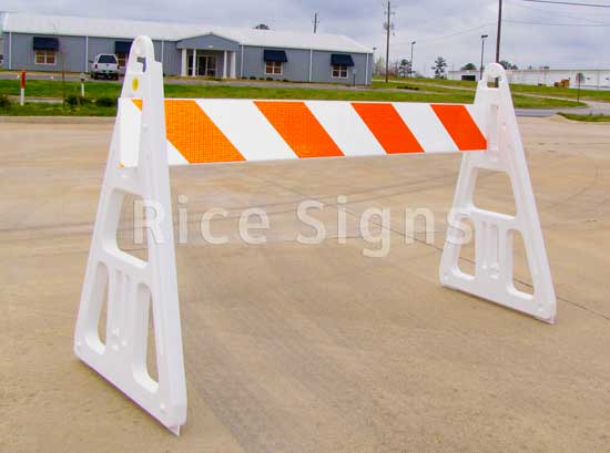Reflective A-Cade Barricade with 6 foot crossbar..