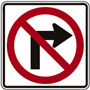 Right Turn Prohibited Signs, R3-1