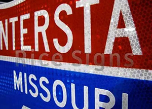 An upclose view of an interstate sign