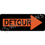 Detour Enclosed In Right Arrow Sign