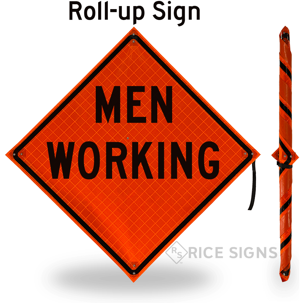 Men Working (words) Roll-up Sign