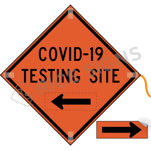 Covid-19 Testing Site With Reversible Arrow Roll-up Sign
