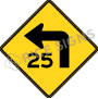 Turn Left With Speed Limit Signs