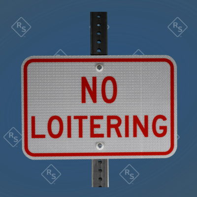 A 360 degree view of a No Loitering sign