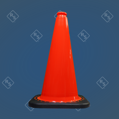 A 360 degree view of an orange 18 inch traffic cone