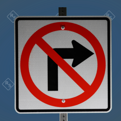 "No Parking On Right Of Way" Street Sign - 8x12 Inch Aluminum - Red