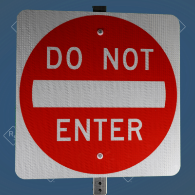 A 360 degree view of a do not enter sign