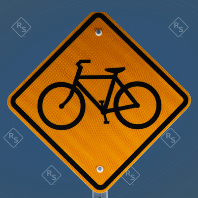A 360 degree view of a sign that shows where bicycles can ride.