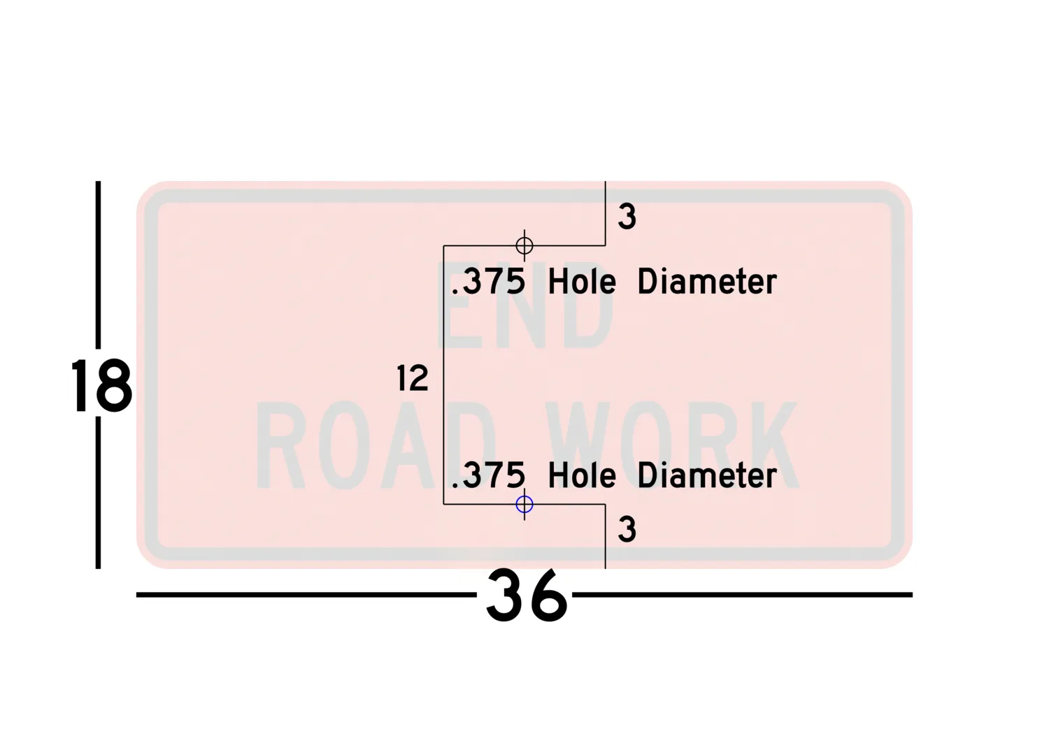 The exact meausurement locations and dimensions of the pre drilled holes on the 36 version of the G20-2 sign