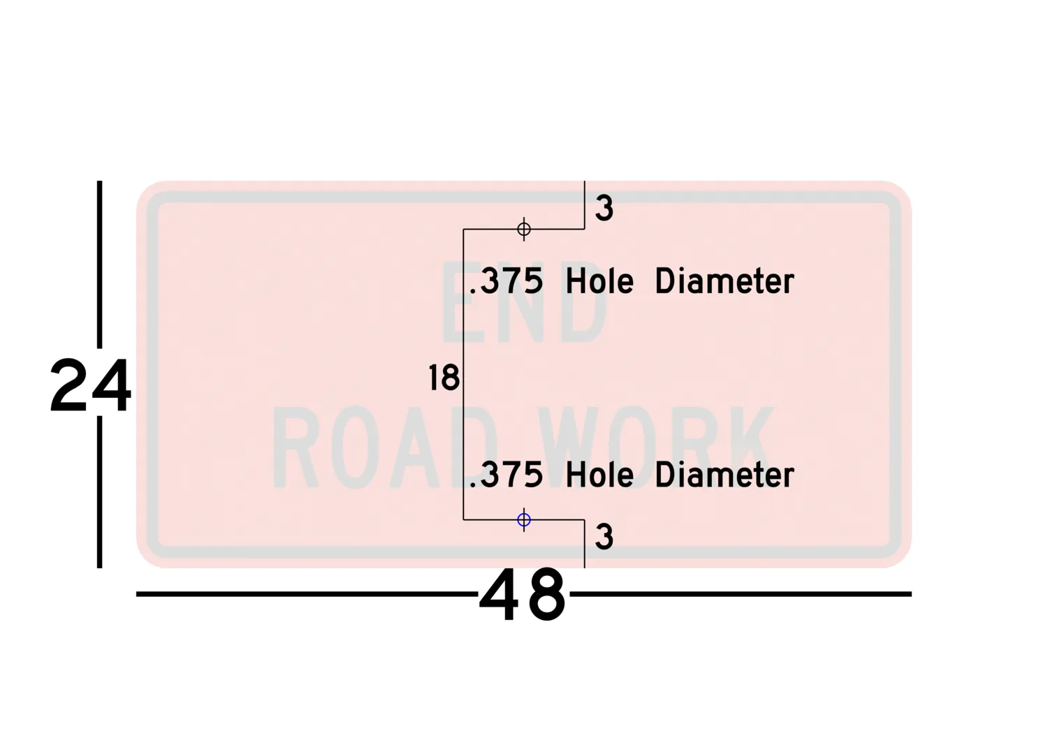 The exact meausurement locations and dimensions of the pre drilled holes on the 48 version of the G20-2 sign