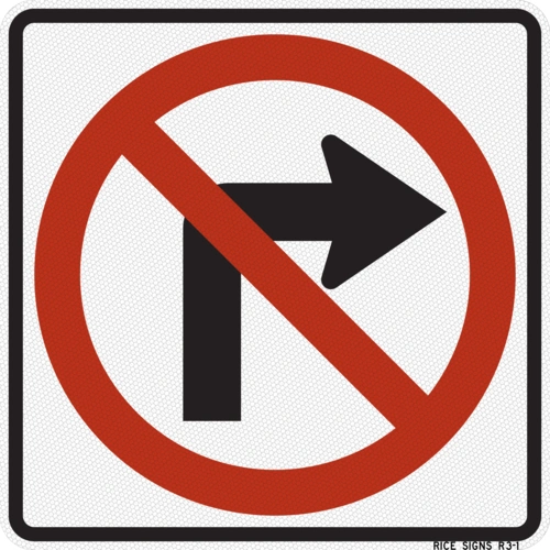 No Right Turn Sign