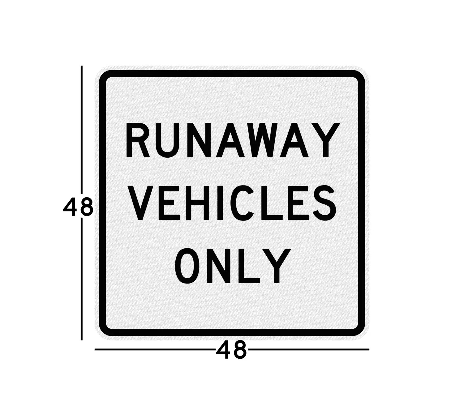 R4-10 48x48 sign dimension diagram showing how it