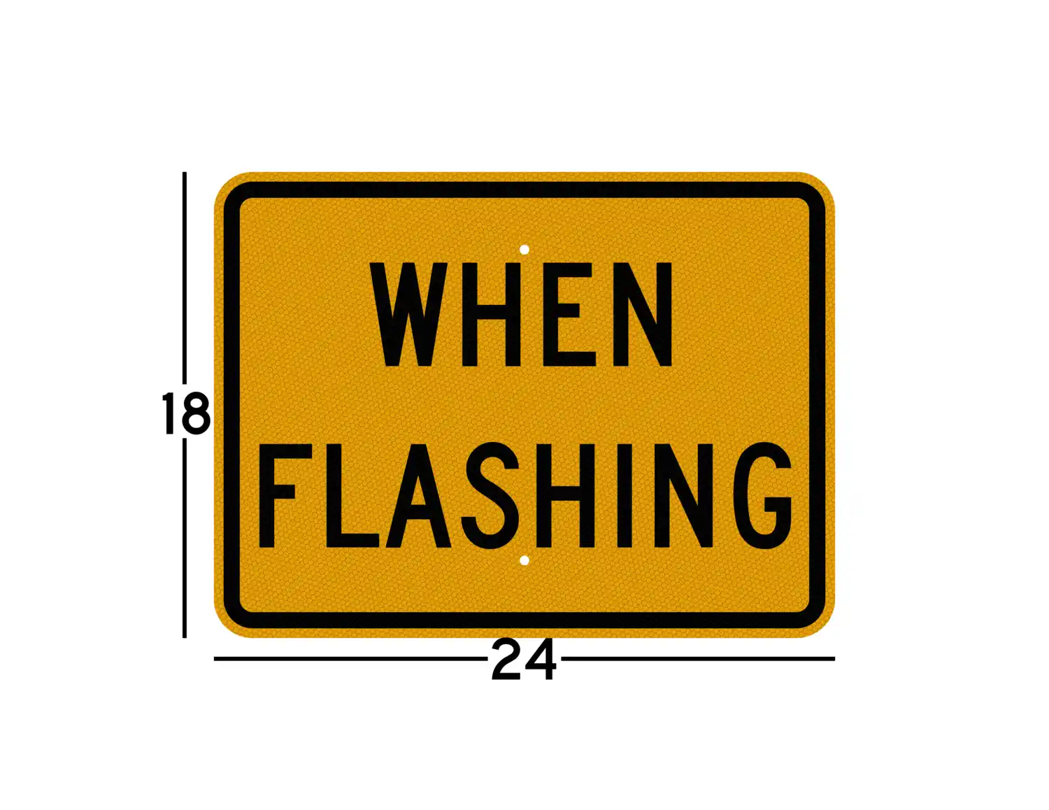 W16-13P 24x18 sign dimension diagram showing how it