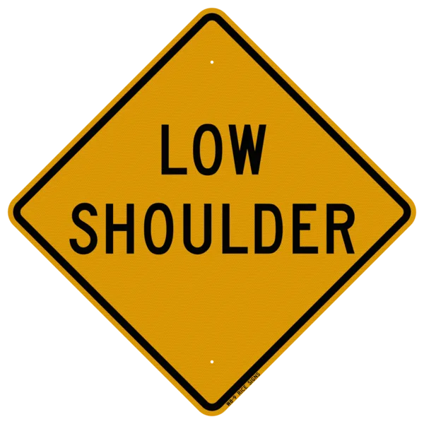 MUTCD W8-9 Low Shoulder sign, 36 inch yellow diamond, front view