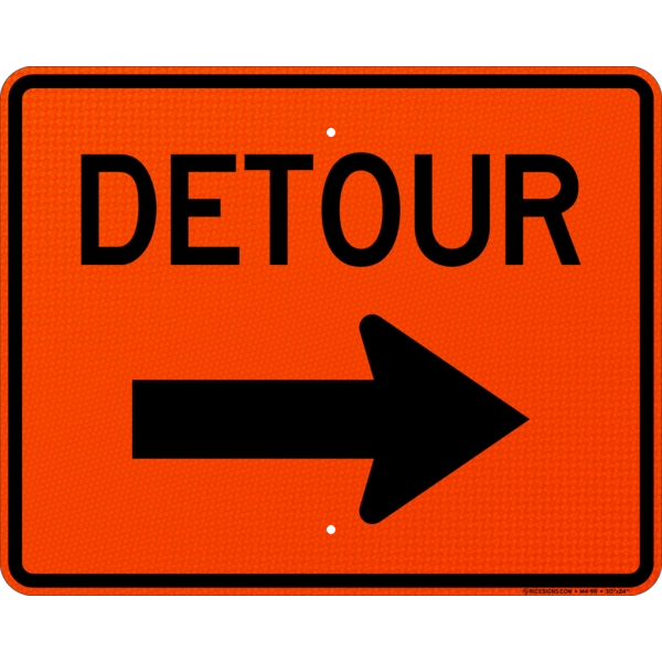Detour Right Arrow Sign