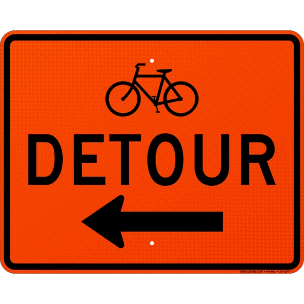 Bicycle Detour With Left Arrow Sign