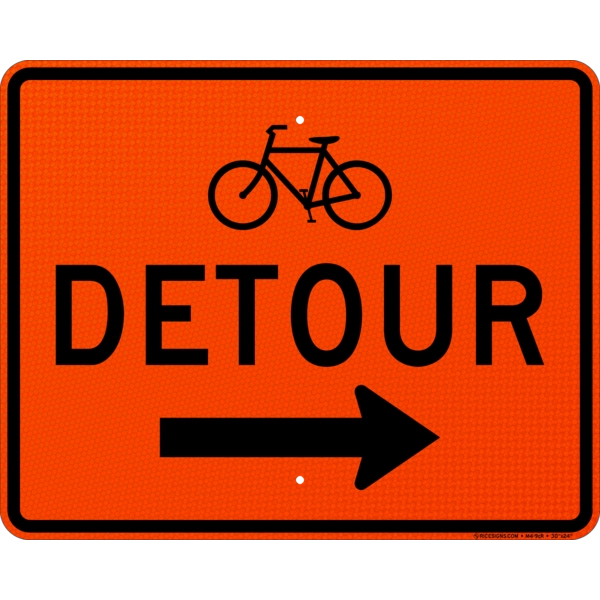 Bicycle Detour With Right Arrow Sign