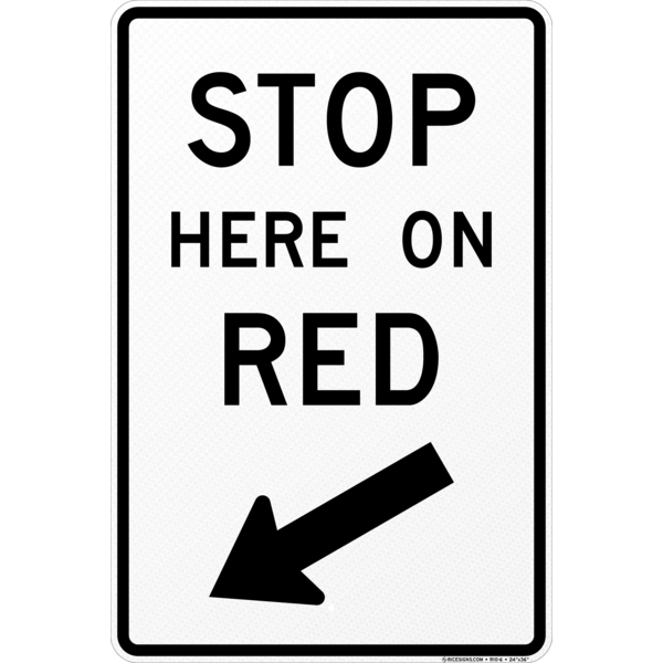 Stop Here On Red With Arrow Sign