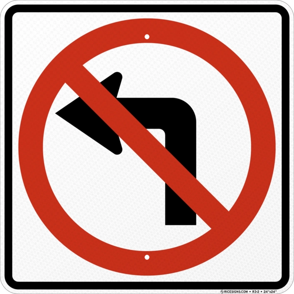 No Left Turn Sign