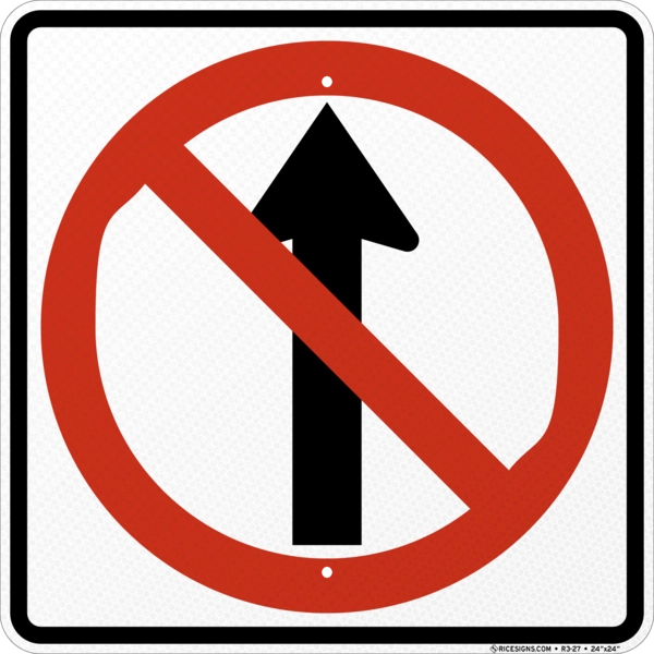 No Straight Thru Sign