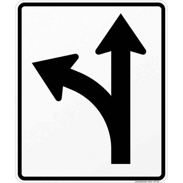 Optional Movement Left Or Straight Sign