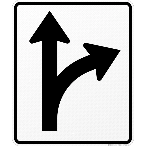 Optional Movement Right Or Straight Sign