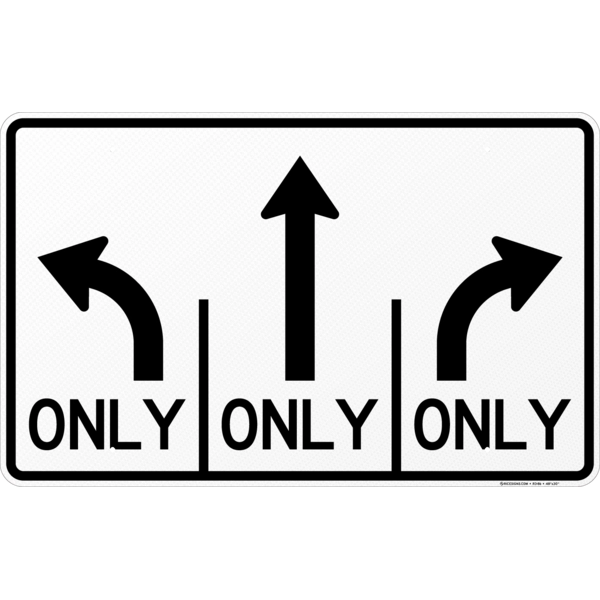 Mandatory Movement Three Lanes Sign
