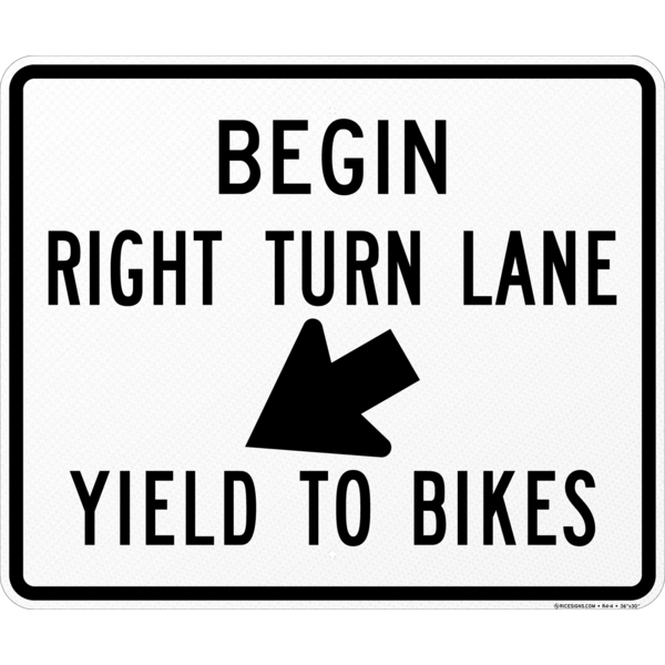 Begin Right Turn Lane Yield To Bikes Sign