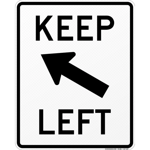 Keep Left Angle Arrow Sign