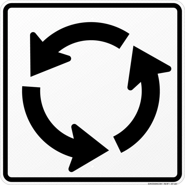 Roundabout Three Circular Arrows Sign