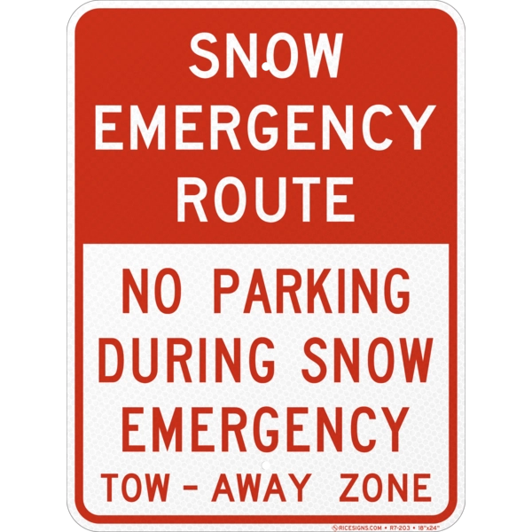 Emergency Show Route No Parking If Over 2 Inches Sign