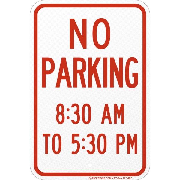 No Parking Time Range Symbol Sign