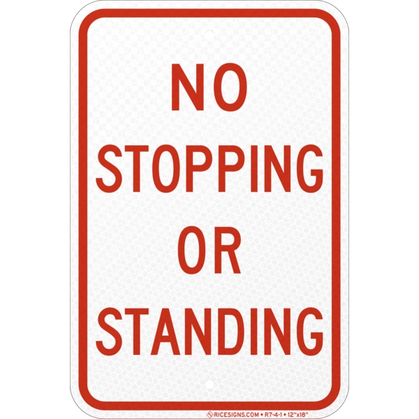 No Stopping Or Standing Sign