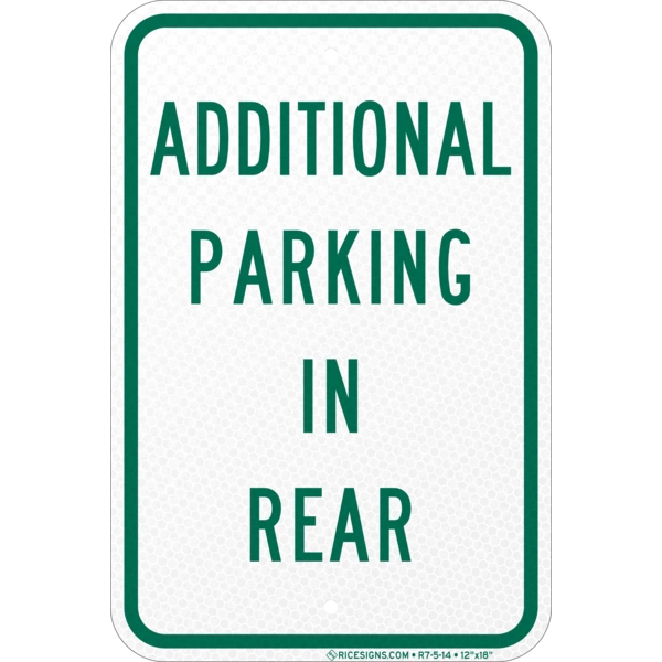 Additional Parking In Rear Sign