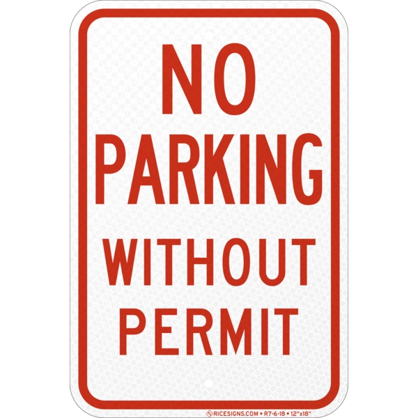 No Parking Without Permit Sign