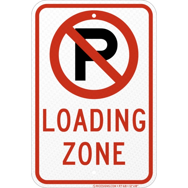 No Parking Loading Zone Symbol Sign
