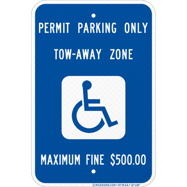 Georgia Permit Parking Only Tow Away Zone Sign