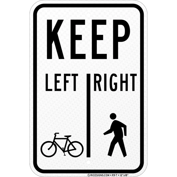 Bicycles Keep Left Pedestrians Keep Right Sign