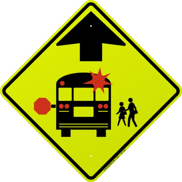 School Bus Stop Ahead Symbol Sign