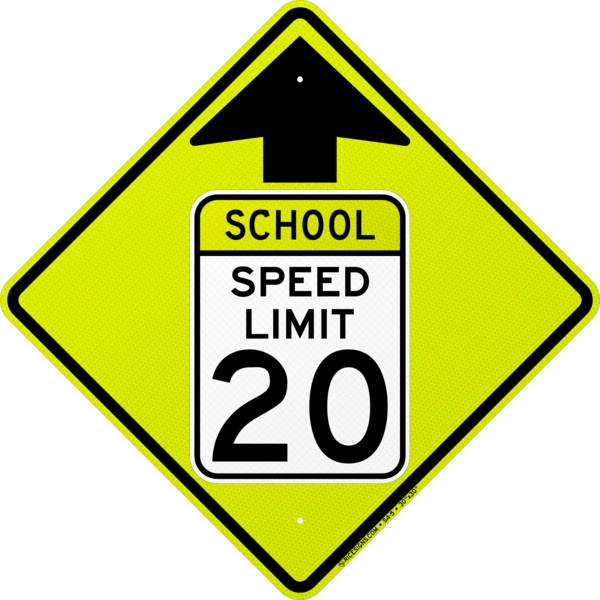 School Speed Reduction Symbol With Speed Limit Sign