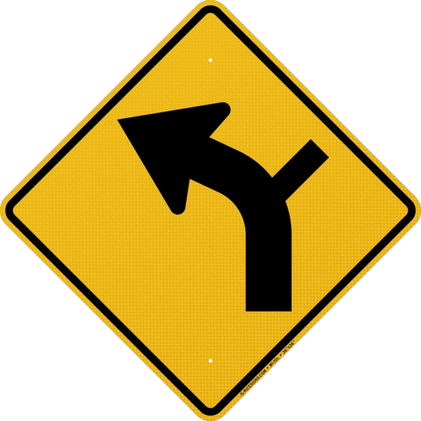 Left Curve With Side Road Sign