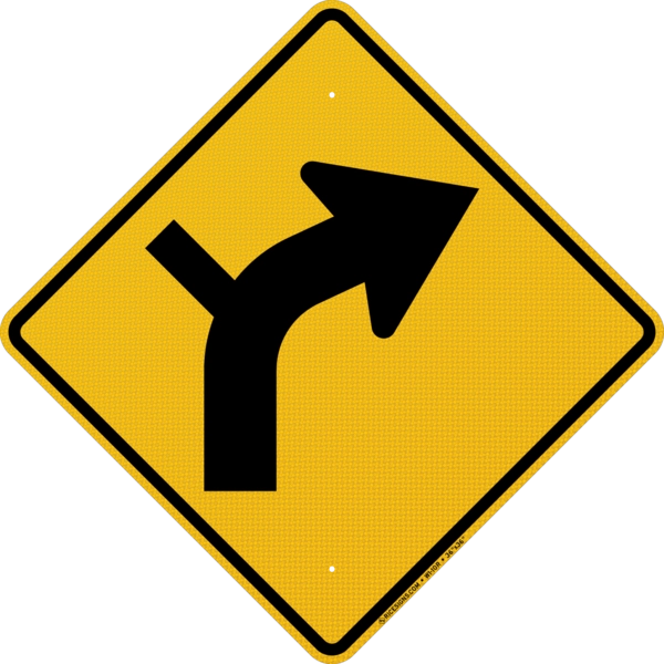 Right Curve With Side Road Sign