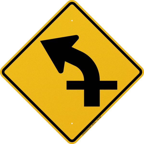 Left Curve With Side Road Style A Sign