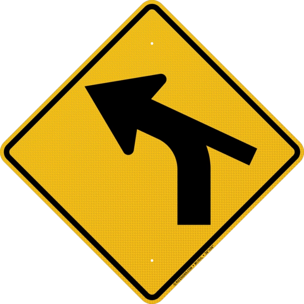 Left Curve With Side Road Style C Sign