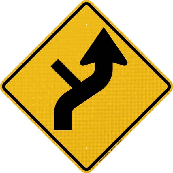 Right Reverse Curve With Side Road Style D Sign