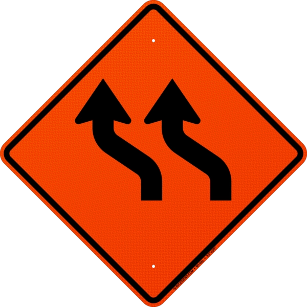 Two Lane Reverse Curve Left Sign
