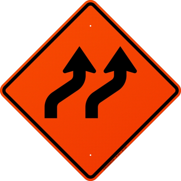Two Lane Reverse Curve Right Sign