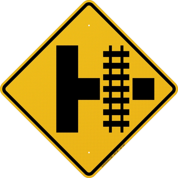Right Side Road With Railroad Tracks Sign