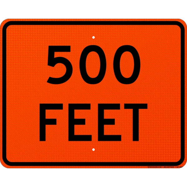 500 Feet Sign